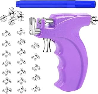 Professional Ear Piercing Gun Kit with 20 Pairs 316L Surgical Stainless Steel Gun Stud Earrings for Body Nose Lip Salon Home Use (Purple)