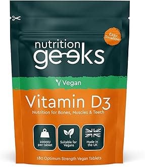 Vegan Vitamin D 1000iu Tablets - 180 Easy-Swallow Plant-Based Algae Vitamin D Tablets, 6 Month Supply - VIT D3 High Strength Immune Support - Highest Grade Certified UK Made Vegan Vitamin D3 1000iu