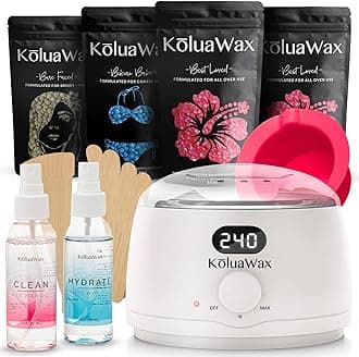 KoluaWax Premium Waxing Kit for Women - Beginner Friendly - Complete Wax Kit that includes 14oz of Wax Beads, Applicator, Pre and Post Care, Suitable for Sensitive Skin (White)