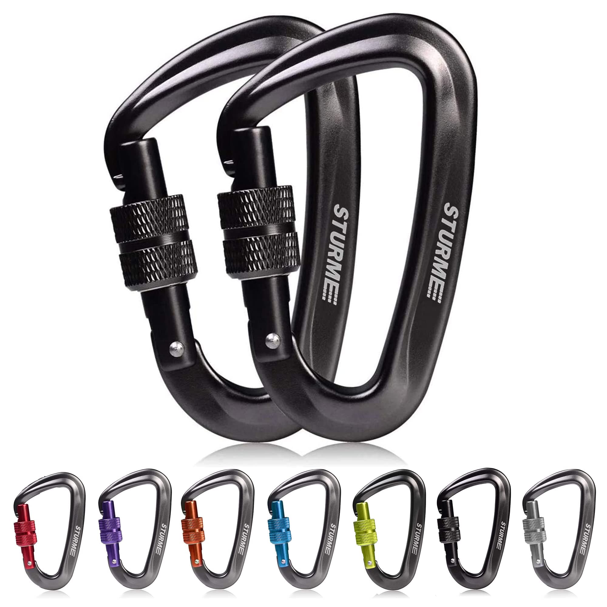 Carabiner Clip 12KN Aluminium Wiregate Lightweight Heavy Duty Large Strong Durable D-Ring Hooks Spring Snap Link Keychain Clips Set for Hammock Improved Design 2022
