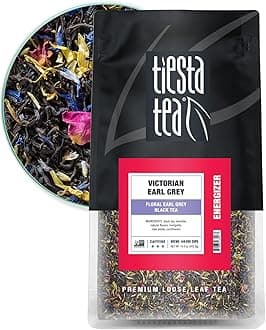 Tiesta Tea - Victorian Earl Grey, Loose Leaf, Floral Earl Grey Black Tea, Premium Blend, High Caffeinated Black, Make Hot or Iced Brews Up to 200 Cups, 16oz Resealable Bulk Pouch