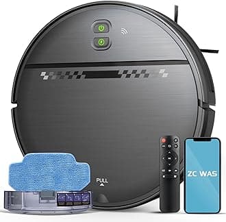 Robot Vacuum and Mop Combo, 2-in-1 Robot Vacuum Cleaner, Perfect for Pet Hair, Hard Floor and Carpet, Anti-Bump, Anti-Fall, App, Voice and Remote Control