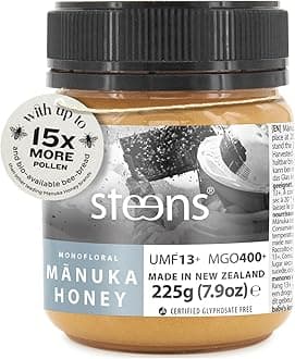 Steens Manuka Honey - MGO 400+ - Pure & Raw 100% Certified UMF 13+ Manuka Honey - Bottled and Sealed in New Zealand - 225g