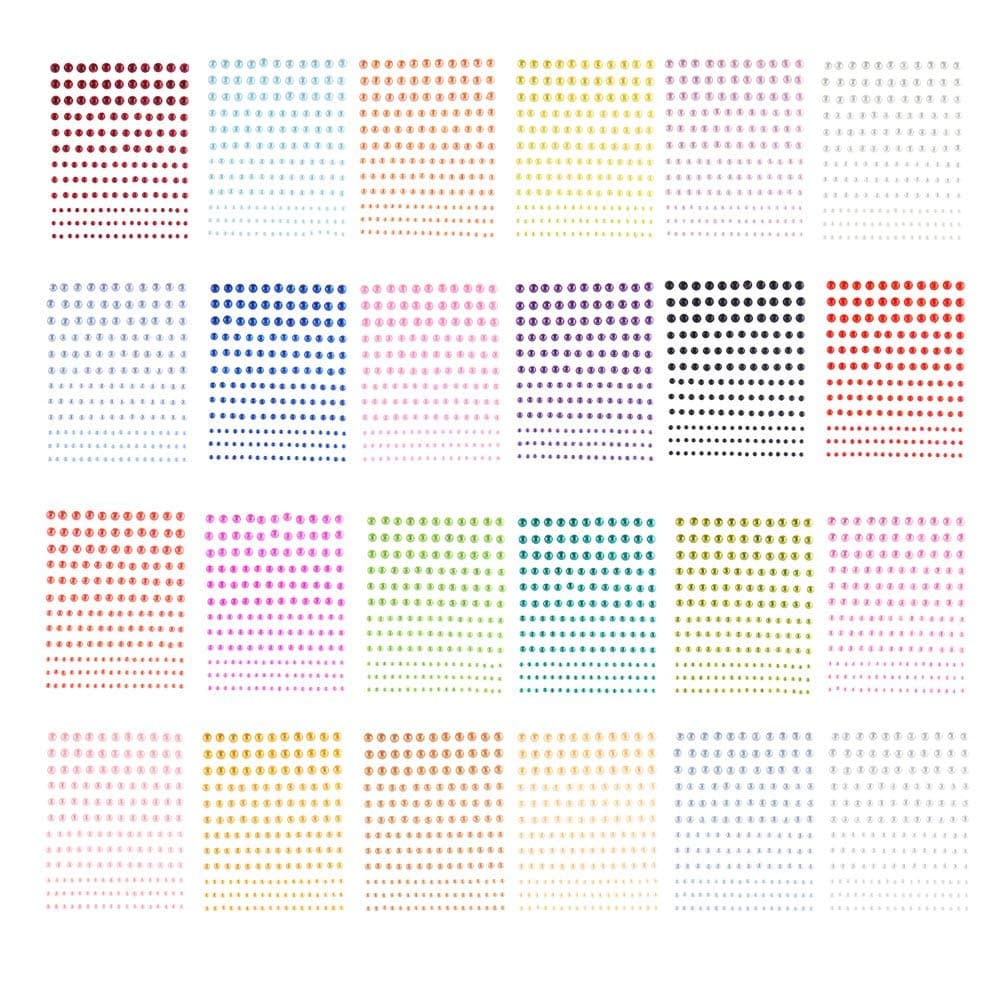 KITAMP 24 Sheets in 24 Diverse Colors Creative Semi-Circle Pearl Rhinestone Stickers for Craft Making and Other Decorations