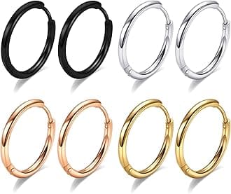 316L Surgical Steel Hoop Earrings, 6-20mm Huggie Hypoallergenic, Small Sleeper Mens Cartilage Earrings for Women 20G 18G