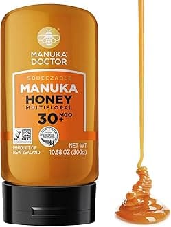 MGO 30+ Squeezy Manuka Honey Multifloral, 100% Pure New Zealand Honey. Certified. Guaranteed. Raw. Non-GMO (10.58 oz)