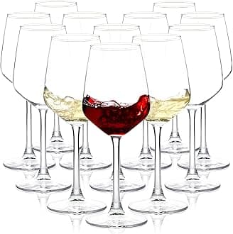 Wine Glasses Set of 12, 12oz Clear Red/White Wine Cup, Long Stem Wine Glasses for Party, Wedding and Home