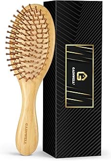 GAINWELL Bamboo Hair Brush for Hair Growth, Natural Bamboo Bristles Detangling Wooden Paddle Hairbrush for Massaging Scalp, for Women Men and Kids, for All Hair Types, with Ergonomic Handle