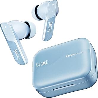 Airdopes 800, Dolby Audio, Adaptive EQ by Mimi, 4Mics AI ENx, App Support, Fast Charge, Low Latency, IPX5, v5.3 Bluetooth TWS in Ear Earbuds Wireless Earphones with mic (Interstellar Blue)