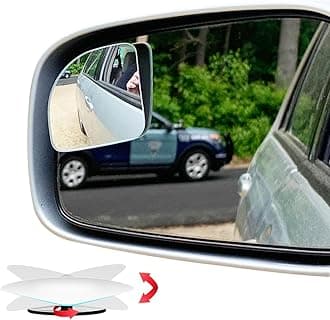 Ampper Fan Shaped Blind Spot Mirror, HD Glass Frameless Stick on Adjustabe Few Convex Wide Angle Rear View Blind Spot Car Mirror for Car Blind Spot, Pack of 2