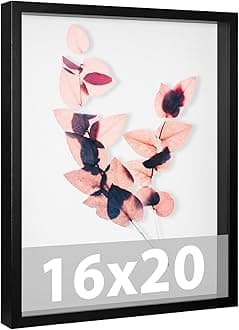 Califortree Large 16x20 Shadow Box Frame with Soft Linen Back - Memory Display Case, Shatterproof Plexiglass, 12 Push Pins Included, Black