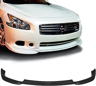 Compatible with/Replacement for Front Bumper Lip, STL Style PU Front Lip Spoiler Black, Fits 2009 2010 2011 2012 2013 2014 2015 Nissan Maxima Sedan