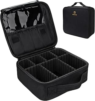 Travelmall Travel Makeup Train Case Portable Artist Storage Bag 10.3 Inch with Adjustable Dividers (Black)