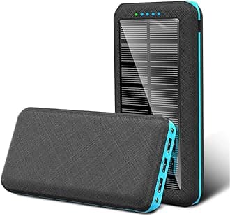WFEI Solar Power Bank 80000Mah Solar Charger Fast Charging Portable Phone Charger External Backup Battery Pack with 3 USB Output,Blue