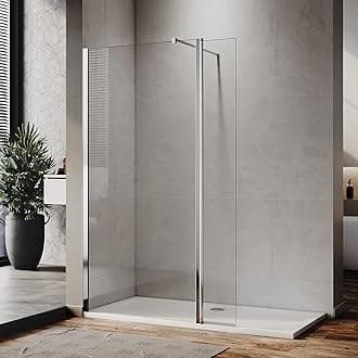 ELEGANT 900mm Walk in Wetroom Shower Enclosure 8mm Easy Clean Shower Glass Panel with 300mm Return Panel and 1500x900mm Shower Tray