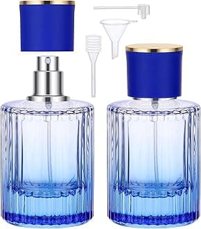 Segbeauty 1.7oz Glass Refillable Perfume Bottle Travel, 2Pcs 50ml Perfume Atomizer Empty Bottles Clear Container for Liquids, Cologne Spray Bottle Cologne Refill Bottle Blue