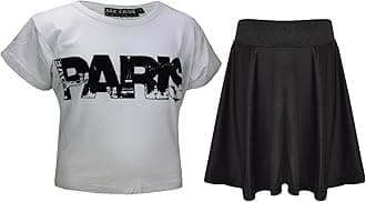 Girls T-Shirt and Skater Skirt Set Short Sleeve Top and Flared Skirt Outfit Stylish Summer Clothing for Kids Casual Matching Set for Holidays, Parties, Everyday Wear Age 5-13