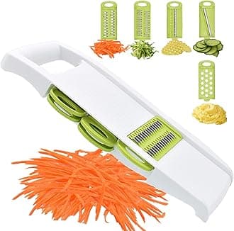 NACOLUS 5 in 1 Mandoline Slicer Vegetable Slicer Mandolin Multi Blade Potato Veggie Slicer Vegetable Cutter Julienne Shredder Potato Slicer Green