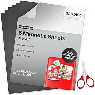 GAUDER Minimalist Black Magnetic Film (6 Pack of 20 x 25 cm) | Magnetic Sheet for Photos & More