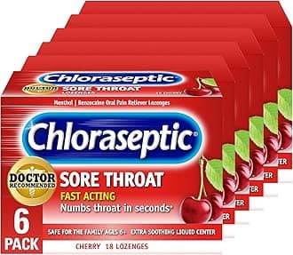 Sore Throat Lozenges, Cherry, 18 Count, 6 Pack