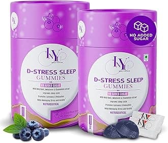 INYU D-Stress Melatonin 5mg Sleep Gummies — 60 Days Pack | No Added Sugar | With Holy Basil & Chamomile for muscle relaxation | Natural Non-habit forming | Stress & Sleep Support | Blueberry Flavor | for Women & Men
