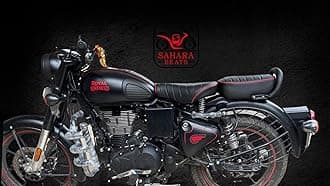 Sahara Seats Leather Finish Seat Cover and Tank Cover Compatible for Royal Enfield Classic 350/500 (Black and Red)