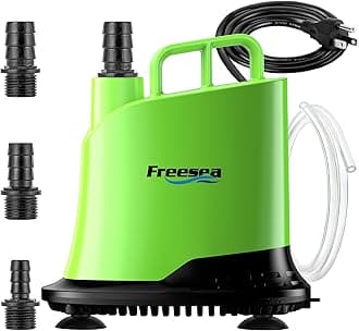 FREESEA Submersible Water Pump For Fountain: 400 GPH 25W Adjustable Small Sump Pump