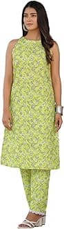 GRECIILOOKS Cotton Kurta Set for Women – Printed Anarkali Kurta with Pants | Elegant Ethnic Outfit Office Look