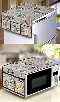 KANUSHI Industries® 100% Waterproof Fridge Covers/Refrigerator Cover + 1 Pc Microwave/Oven Cover for Top (FRI+MICRO-NW-NEW-10)