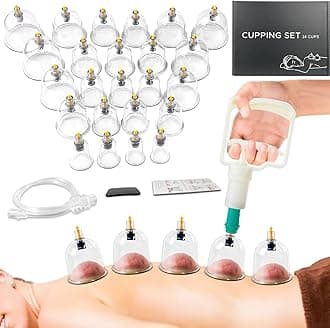GadgetMarket 24Pcs Cupping Therapy Sets | Hijama Cupping Vacuum Suction 24 Cups Sets for Cellulite Cupping Massage Back Pain Relief | Chinese Cupping Therapy Pump Hijama