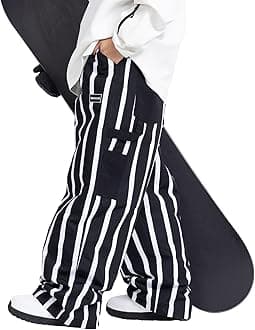 Baggy Snowboard Pants, Waterproof Insulated Ski Pants with Streetwear Jean Style, Loose Fit Snow Pants for Men Women