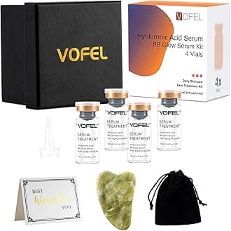 VOFEL Hyaluronic Acid for Microneedling Serum with Jade Gua Sha Facial Tool and Greeting Cards Gift Box Kit, BB Glow Starter Kit