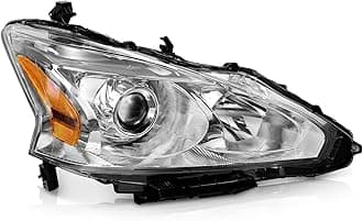Headlights Assembly for 2013-2015 Nissan Altima, Headlight Replacement for 13-15 Nissan Altima Chrome Housing Amber Reflector Right Passenger Side (DOES NOT FIT XENON/HID)