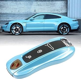 Jaronx Compatible with Porsche Key Fob Cover, Compatible with Porsche Cayenne Panamera Key Fob Cover 2018-2024, for Carrera Taycan Accessories 2020-2024 (Crystal Blue-New)