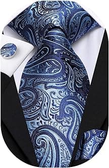 Hi-Tie Ties for Men Silk Tie Sets Pocket Square Cufflinks Wedding Formal Business Party Mens Tie Sets