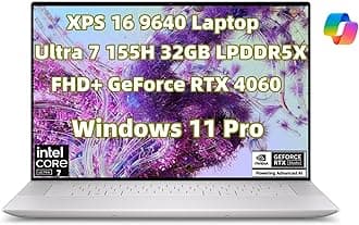 NewDell XPS 16 9640 Powerful AI Laptop 16.3 inch FHD+ Screen Intel.Core Ultra 7 155H 32GB LPDDR5X RAM 1TB SSD Geforce RTX 4060 Copilot Key Webcam Backlit Fingerprint WiFi 7 Thunderbolt 4 Win 11 Pro