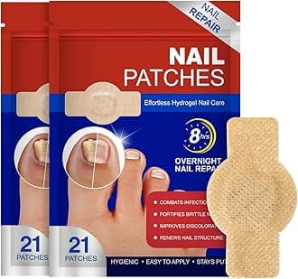 Toenail Treatment Extra Strength, Nail Repair Patches, 8 Hours Overnight Renewal for Thick, Brittle and Discolored Toe Nail, Repair & Strengthen Damaged Foot Nails, 2 Pack (42 Pcs)