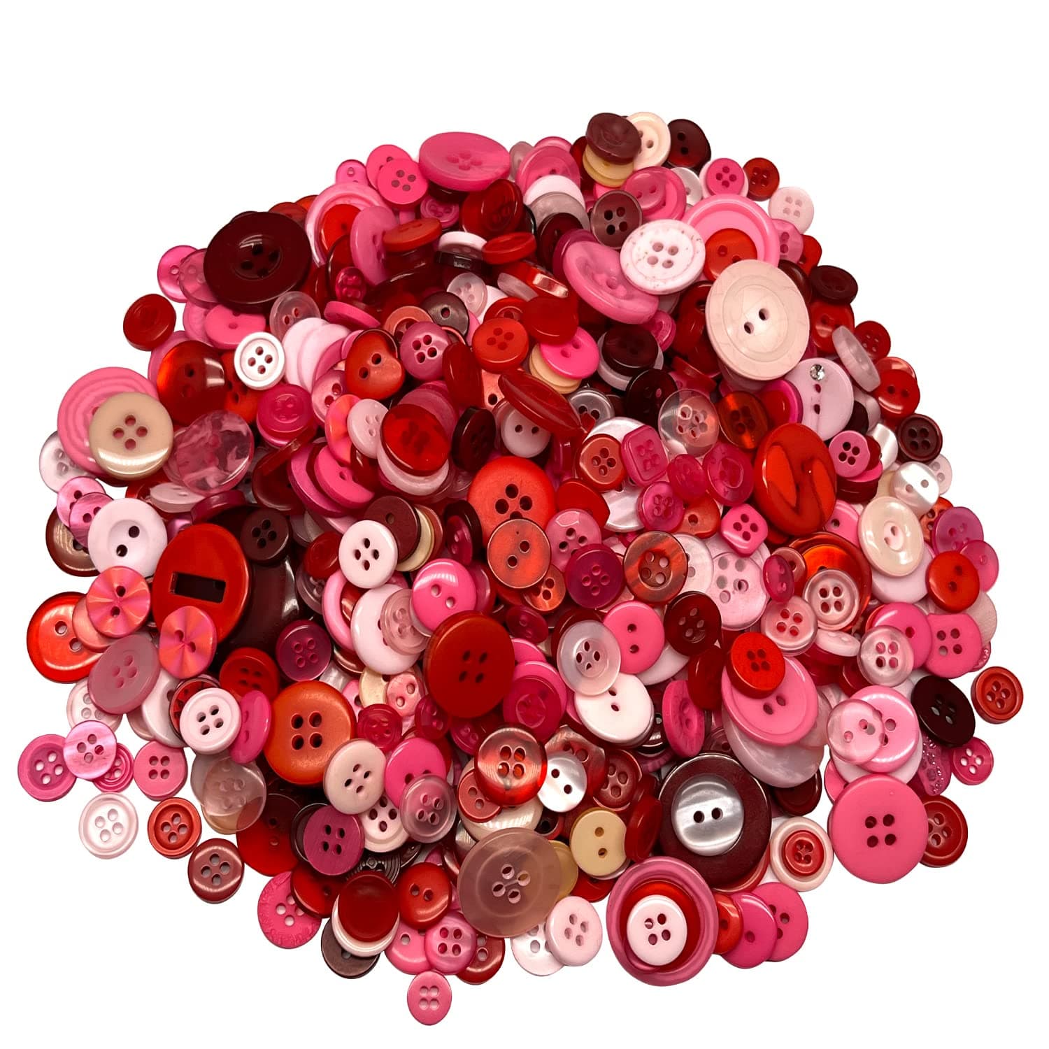 Resin Buttons Assorted Sizes Craft Buttons About 500-600 Pcs for Sewing DIY Crafts,Children's Manual Button Painting, Red