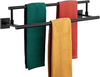 KOKOSIRI Bathroom Towel Bars 24-Inch Double Towel Rails Matte Black Towel Holder for Kitchen Garage Wall Mount Stainless Steel B5009BK-L24