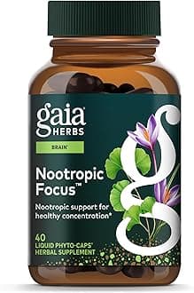 Nootropic Focus - Brain & Cognitive Support Supplement to Help Maintain Healthy Concentration* - with Saffron, Lemon Balm & Spearmint - 40 Liquid Phyto-Capsules (20 Servings)
