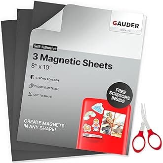 GAUDER Large Magnetic Sheets with Adhesive Backing | Peel and Stick Magnet Sheets | Flexible Magnetic Paper