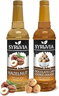 Syruvia Coffee Syrup Variety Pack - Hazelnut & Chocolate Chip Cookie Dough- Gluten-Free, Kosher, 25.4 fl oz Bottles - Enhance Your Coffee Experience with Premium Flavoring Syrups