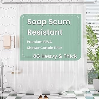 AmazerBath Frosted Shower Curtain Plastic, Heavy Duty Bathroom Curtain Premium PEVA, 8G Weighted Shower Curtains for Bathroom with 3 Big Weighted Stones and 12 Rustproof Grommets, 70x72 Inches