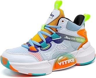 JMFCHI Kids Basketball Shoes High-top Sports Shoes Sneakers Durable Lace-up Non-Slip Running Shoes Secure for Little Kids Big Kids and Boys Girls