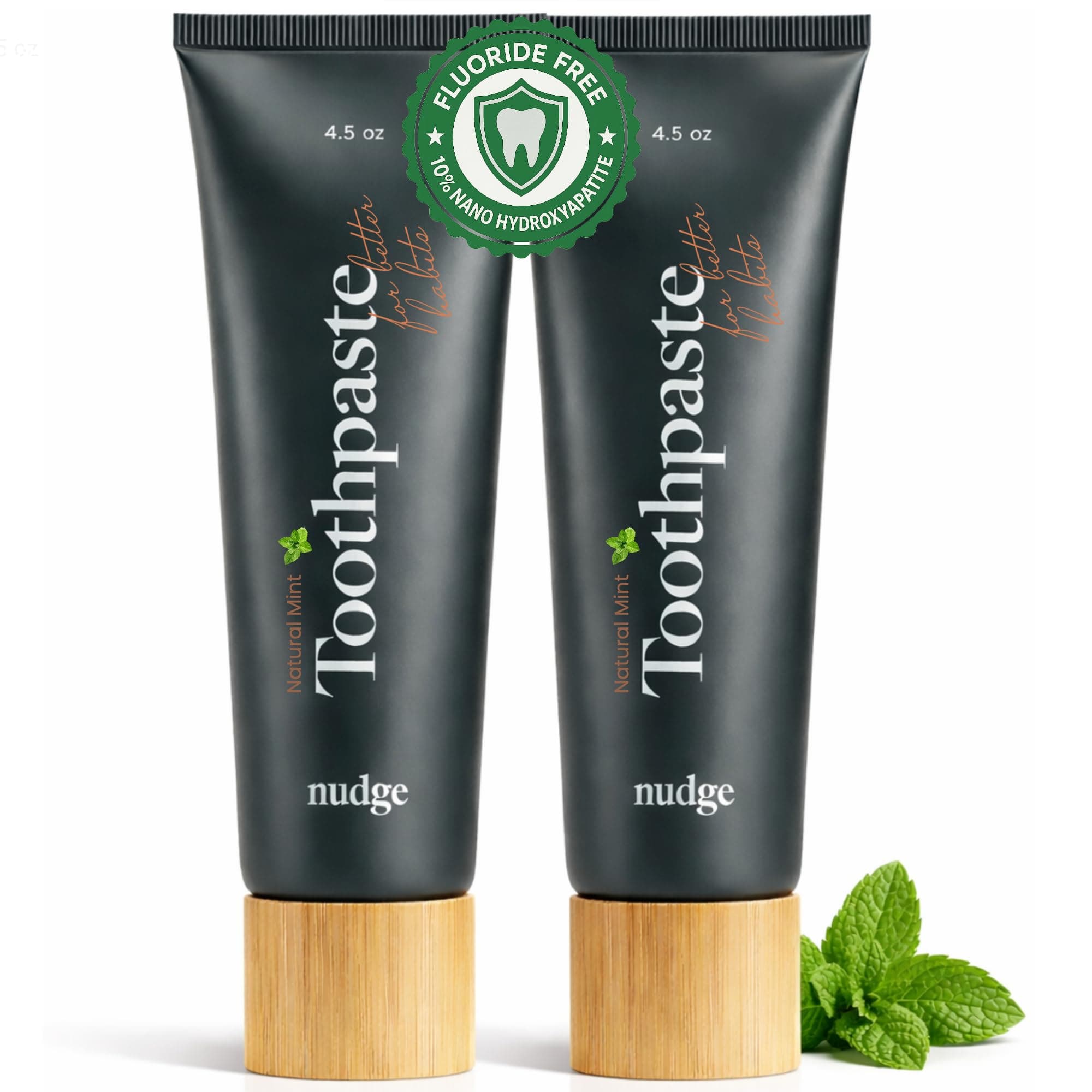10% Nano Hydroxyapatite Toothpaste, Enamel Friendly Advanced Clean, Fluoride Free & SLS Free, Natural Mint, 4.5 oz (Pack of 2)