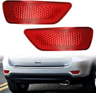 2Pcs Rear Bumper Reflector Light Lamp Compatible with Jeep Grand Cherokee 2011-2021, Dodge Journey 2011-2020, Compass 2011-2017 Replaces 57010720AC 57010721AC(Red Lens, Left and Right)
