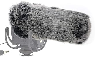 SUNMONMicrophone Furry Windscreen, Dead Cat Wind Muff Mic Windshield Fur Foam Cover as Pop Filter Compatible with Rode VideoMic Pro Camera Microphone