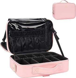 Relavel Travel Makeup Train Case Makeup Cosmetic Case Organizer Portable Artist Storage Bag with Adjustable Dividers for Cosmetics Makeup Brushes Toiletry Jewelry Digital Accessories
