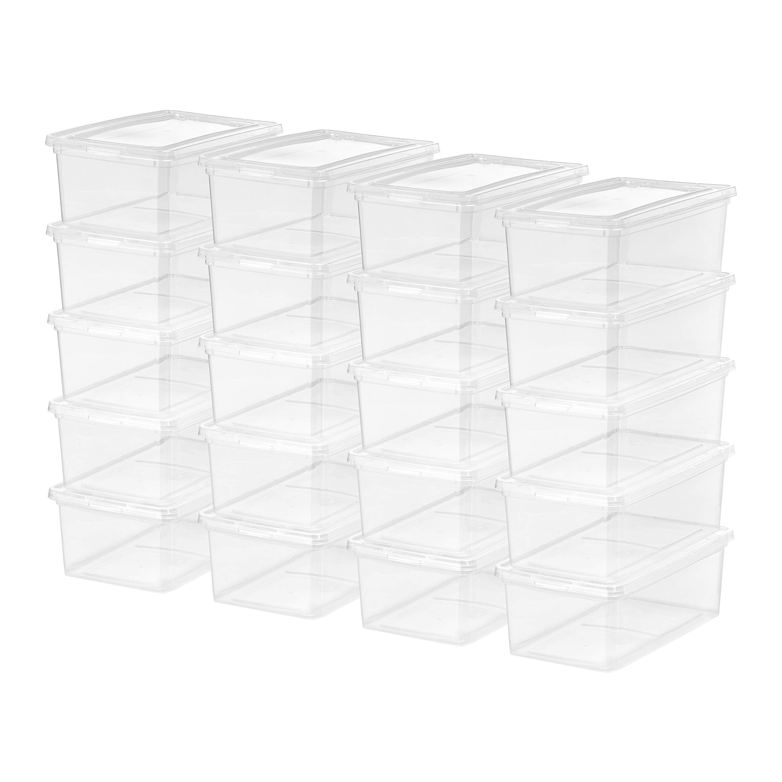 Mainstays 5 Quart Shoe Box Storage, Clear, 20 Pack