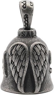 Angel Wing Knight Bell Letters USA Motorcycle Bike Riding Guardian Bell - Never Ride Faster Than Your Angel Can Fly (Grey)